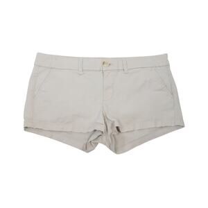American Eagle Light Khaki Tan Low Rise Chino Shortie Shorts 10